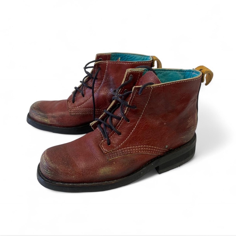 Women's Red Leather Ankle Boots